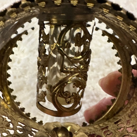 Vintage Stylebuilt NY Gold Ormolu Filigree Ornate Rose Perfume Bottle - Picture 10 of 14